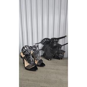Schutz Brasiliana Convertible Laser-Cut Black Sandals Size7.5